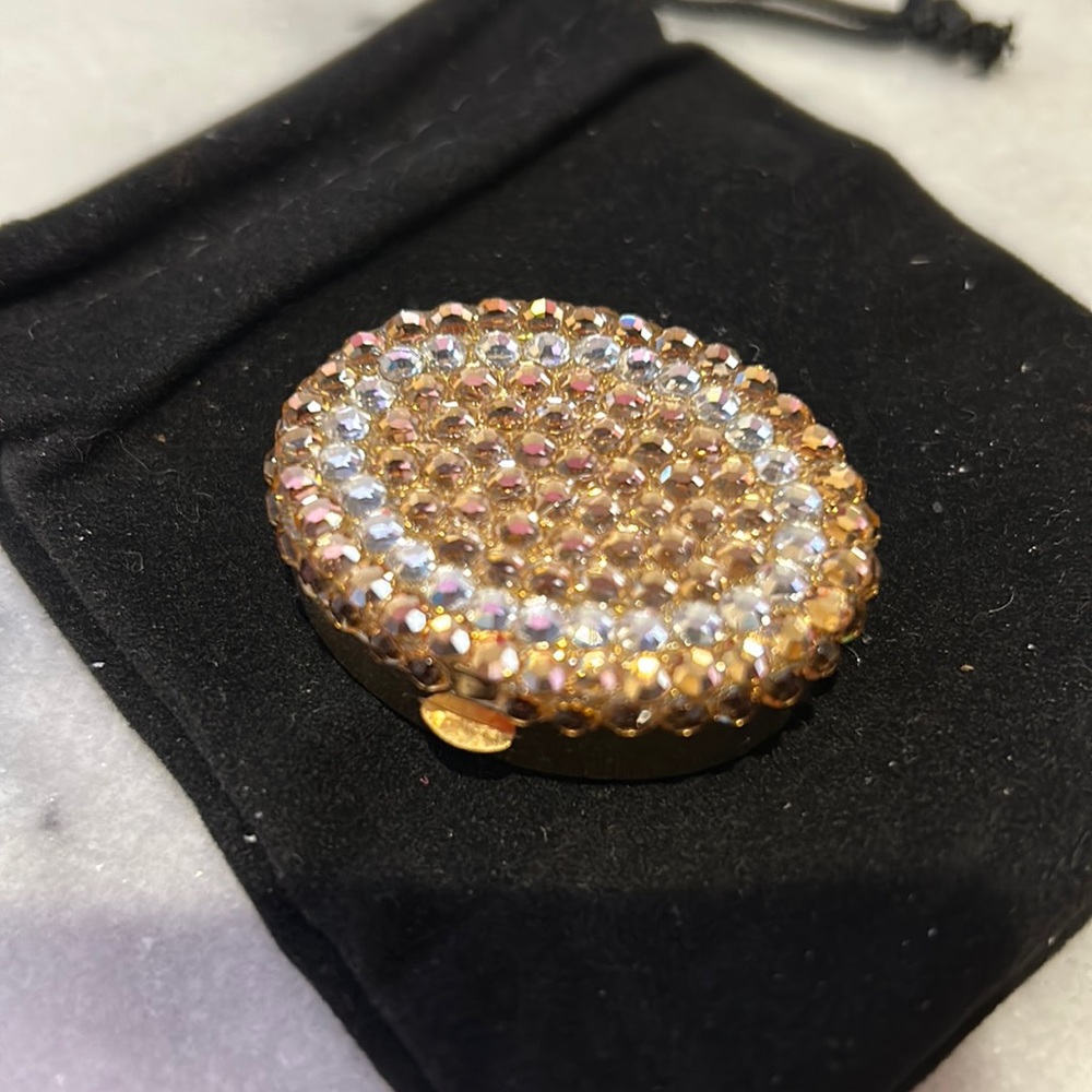 Light Colorado Gold Crystal Vintage Pill Box -boutique